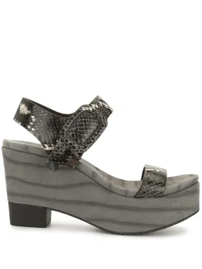 Pedro Garcia Danu Snakeskin-effect Wedge Sandals In Black