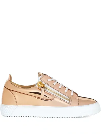 Giuseppe Zanotti Metallic Zipped Sneakers In Pink