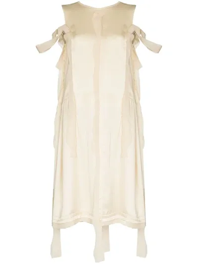 Maison Margiela Ripped-detailing Sleeveless Midi Dress In Neutrals