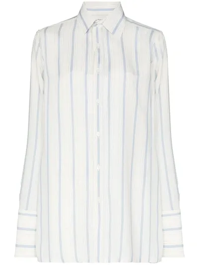 Maison Margiela Vertical-stripe Long-sleeve Shirt In White