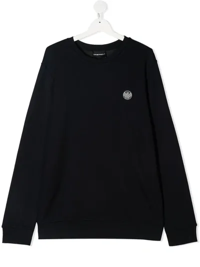 Emporio Armani Teen Logo Patch Sweatshirt In Blue