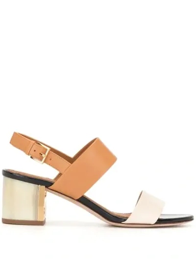 Tory Burch Heeled Open-toe Leather Sandals In Brown