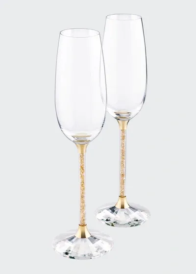 Swarovski Crystalline Toasting Flutes, Gold Tone, Set Of 2 In Clear