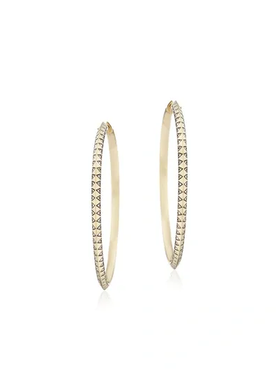 Harwell Godfrey 18k Yellow Gold Skinny Talisman Diamond Hoop Earrings