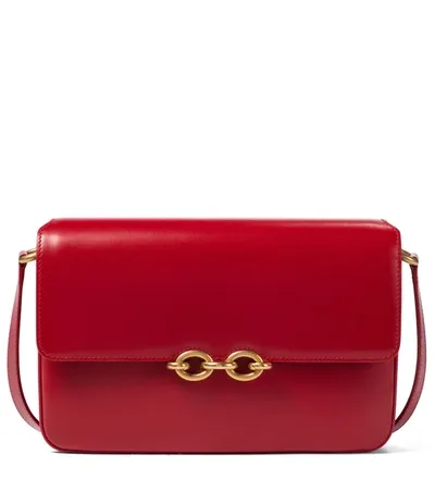 Saint Laurent Le Maillon Leather Satchel Shoulder Bag In Roug Eeros