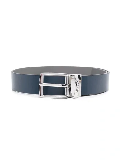 Emporio Armani Teen Buckle-fastening Leather Belt In Blue