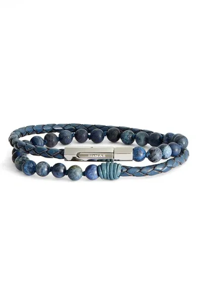 Jonas Studio Men's Dakota Double Or Nothing Dumortierite & Leather Wrap Bracelet In Blue