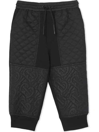 Burberry Babies' Monogram Quilted Track Pants In Black