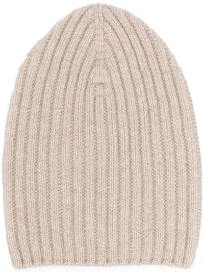 Barrie Ribbed-knit Cashmere Beanie In Neutrals