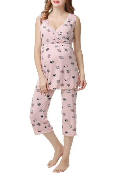 Kimi And Kai Loren Maternity/nursing Pajamas In Blush