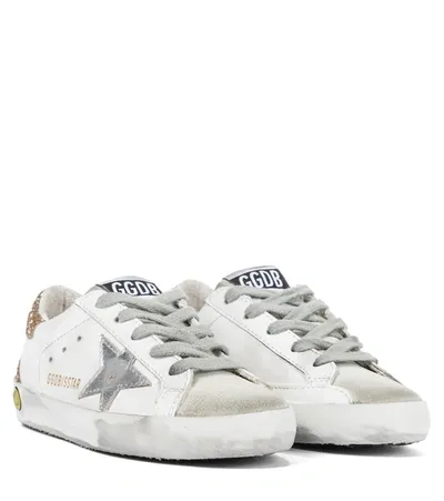 Golden Goose Kids' Superstar Sneakers With Glitter Back In White