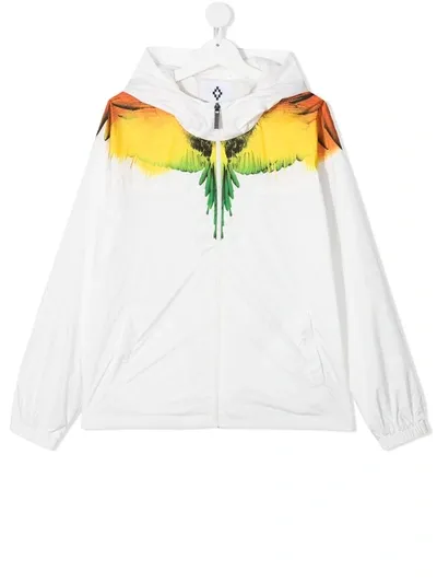 Marcelo Burlon County Of Milan Kids' Graphic-print Zip-up Hooded Jacket In White