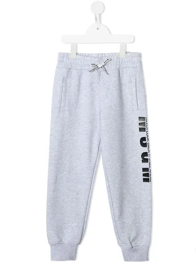 Msgm Kids' Logo Print Track Pants In Grey