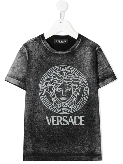 Young Versace Kids' Branded T-shirt In Black