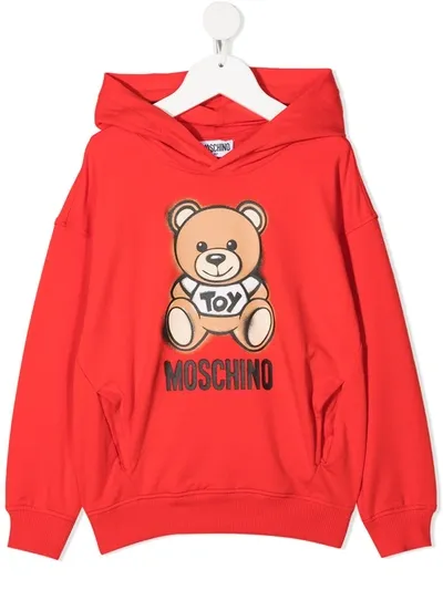 Moschino Teen Teddy Bear-print Sweatshirt In Rosso