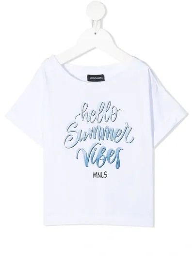 Monnalisa Teen Slogan-print Short-sleeved T-shirt In White