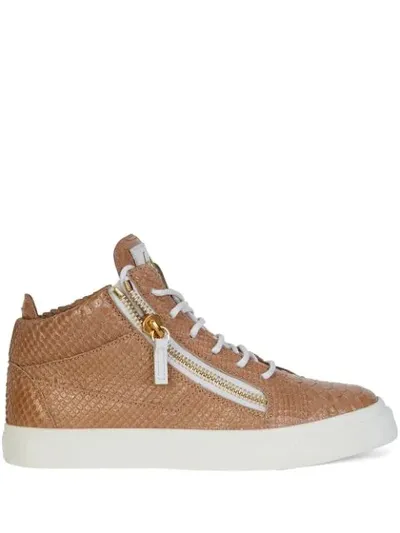 Giuseppe Zanotti Embossed-leather Sneakers In Neutrals