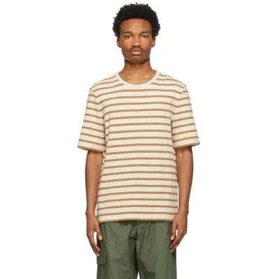 Jil Sander Logo-patch Striped Cotton-jersey T-shirt In Neutrals