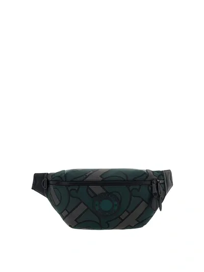 Burberry Dark Green Sonny Bumbag With Monogram Motif In Green,grey,black