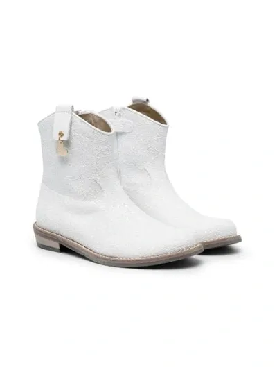 Monnalisa Kids' Leather Ankle Books In White