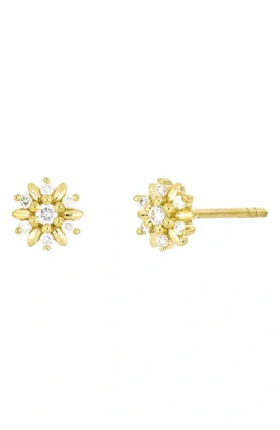 Bony Levy Pointed Flower Diamond Stud Earrings In Yellow Gold