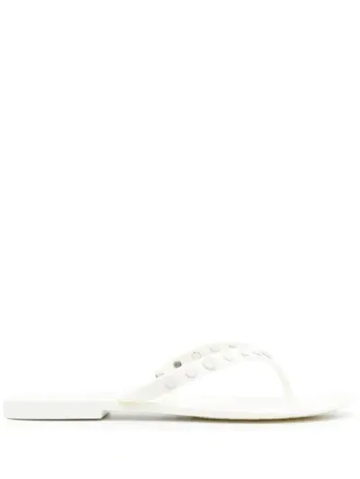 Tory Burch Logo Stud Flip-flops In White