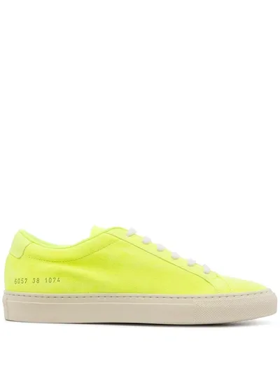 Common Projects Achilles Fluorescent Suede Sneakers In Yellow