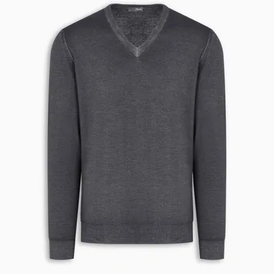 Drumohr Grey V-neck Sweater