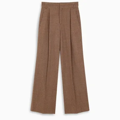 Chloé Brown Houndstooth Flared Trousers