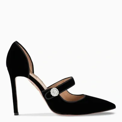 Aquazzura Black Velvet Pumps