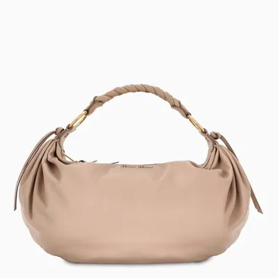 Miu Miu Cameo Pink Leather Shoulder Bag In Beige