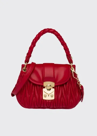 Miu Miu Coffer Matelasse Top Handle Bag In F068z Fuoco