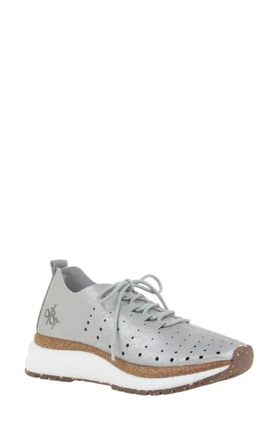 Otbt Alstead Perforated Sneaker In Silver Suede