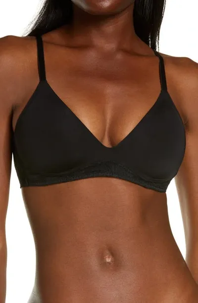 On Gossamer Women's Sleek Lace Wire Free Lift Bra G9226 In Black