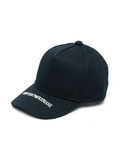 Emporio Armani Kids' Embroidered Logo Baseball Cap In Navy