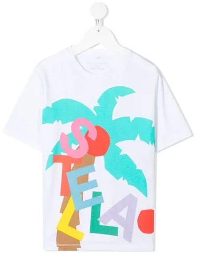 Stella Mccartney Teen Stella Palm Organic-cotton T-shirt In White