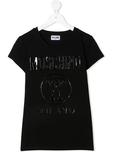 Moschino Teen Logo-embellished T-shirt In Black