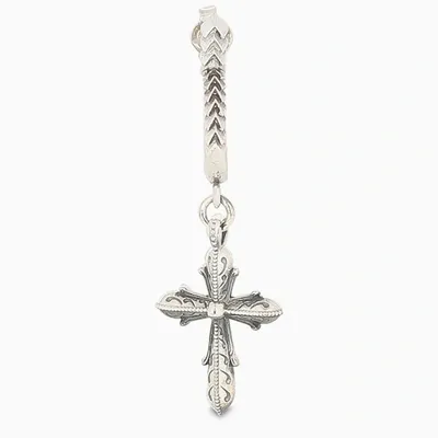 Emanuele Bicocchi Silver Cross Single Earring In Grey