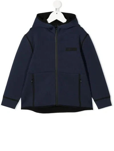 Il Gufo Kids' Logo Patch Hooded Jacket In Blue