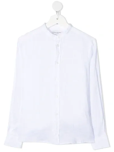 Paolo Pecora Teen Mandarin-collar Long-sleeved Shirt In White