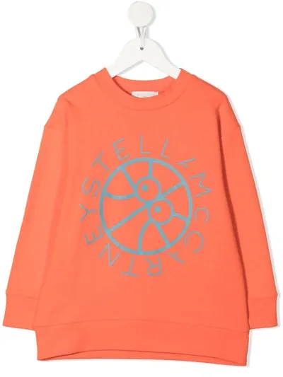 Stella Mccartney Kids' Basketball-print Sweatshirt In Orange