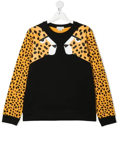 Stella Mccartney Teen Cheetah-print Fleece Sweatshirt In Black