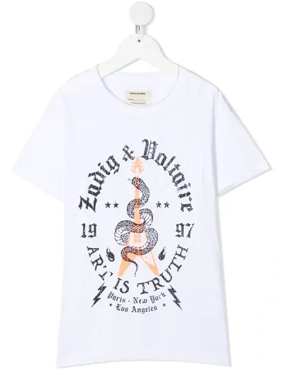 Zadig & Voltaire Kids' Art Is Truth-print Cotton T-shirt In White