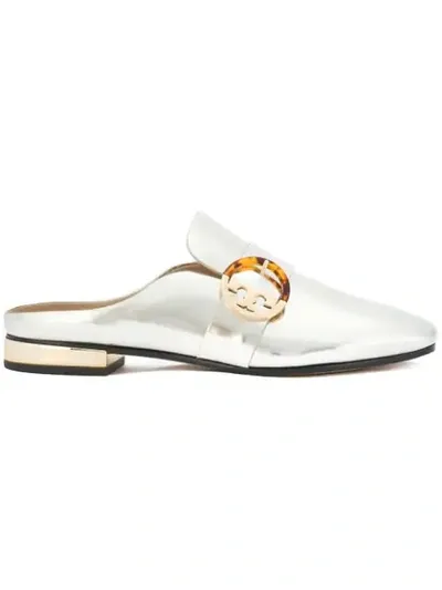 Tory Burch Sidney Smooth Metallic Leather Slide Loafer In Spark Gold