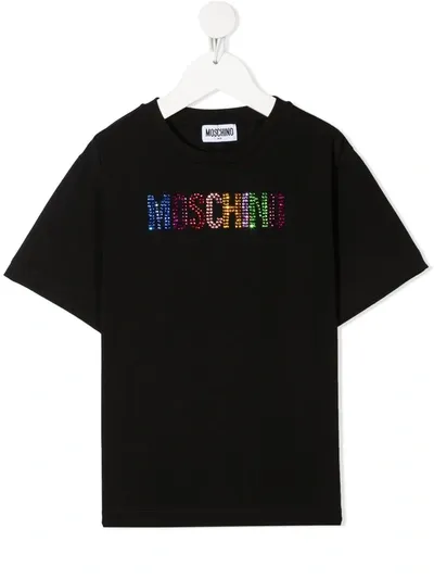 Moschino Teen Gem-embellished Short-sleeved T-shirt In Black