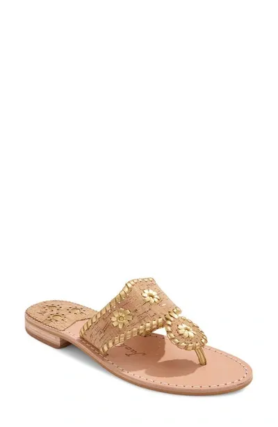 Jack Rogers Jacks Cork Leather Thong Sandals In Brown