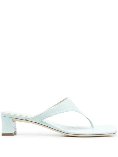 By Far Shawn Croc-embossed Leather Thong Sandals In Light Blue