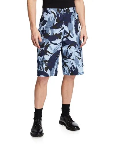 Kenzo Men's High-rise Camo Cargo Shorts In Blue