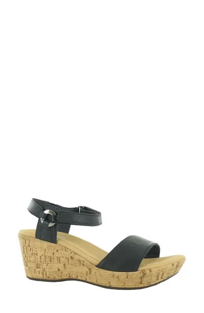 Naot Pier Platform Sandal In Soft Black Leather