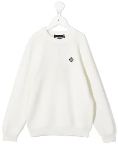 Emporio Armani Kids' Logo-patch Sweatshirt In White